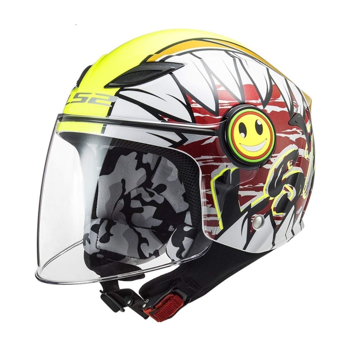 Casco Moto Bambino Jet Ls2 OF602 FUNNY Crunch Bianco Giallo Fluo