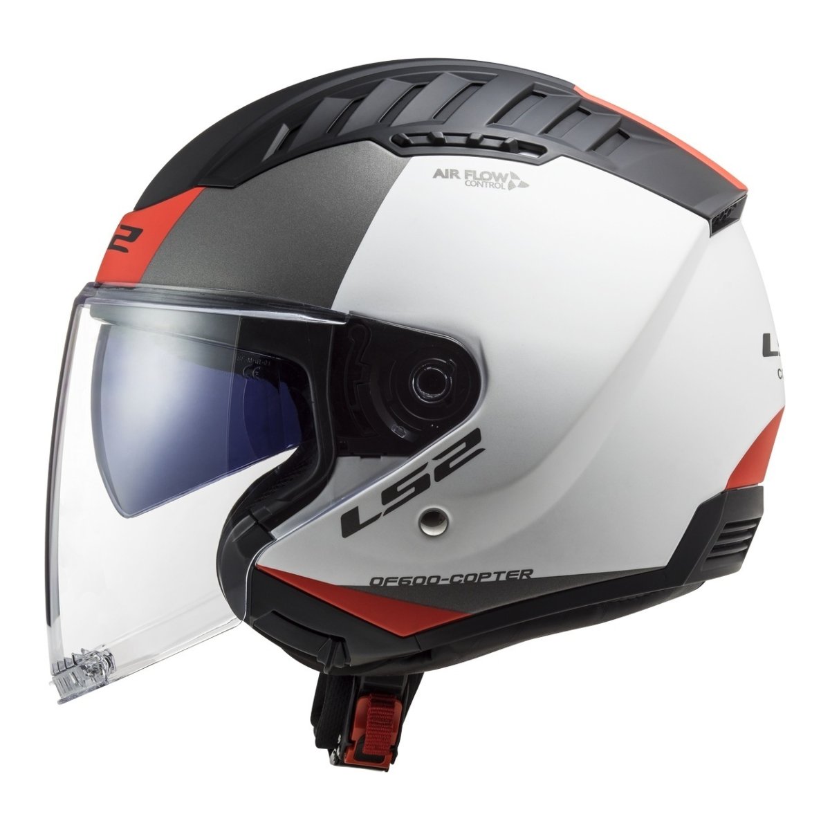 LS2 COPTER GLOSS WHITE CASCO JET DOPPIA VISIERA